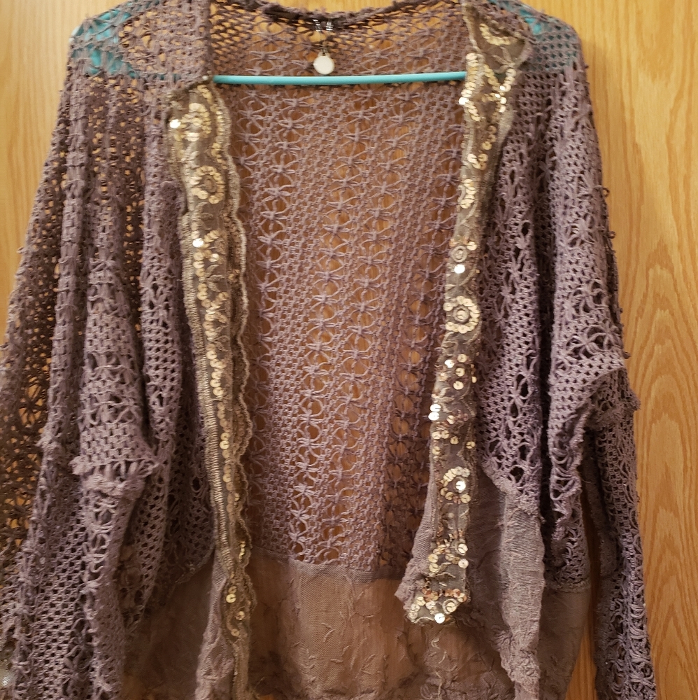 Open stitch cardigan with sequin detail